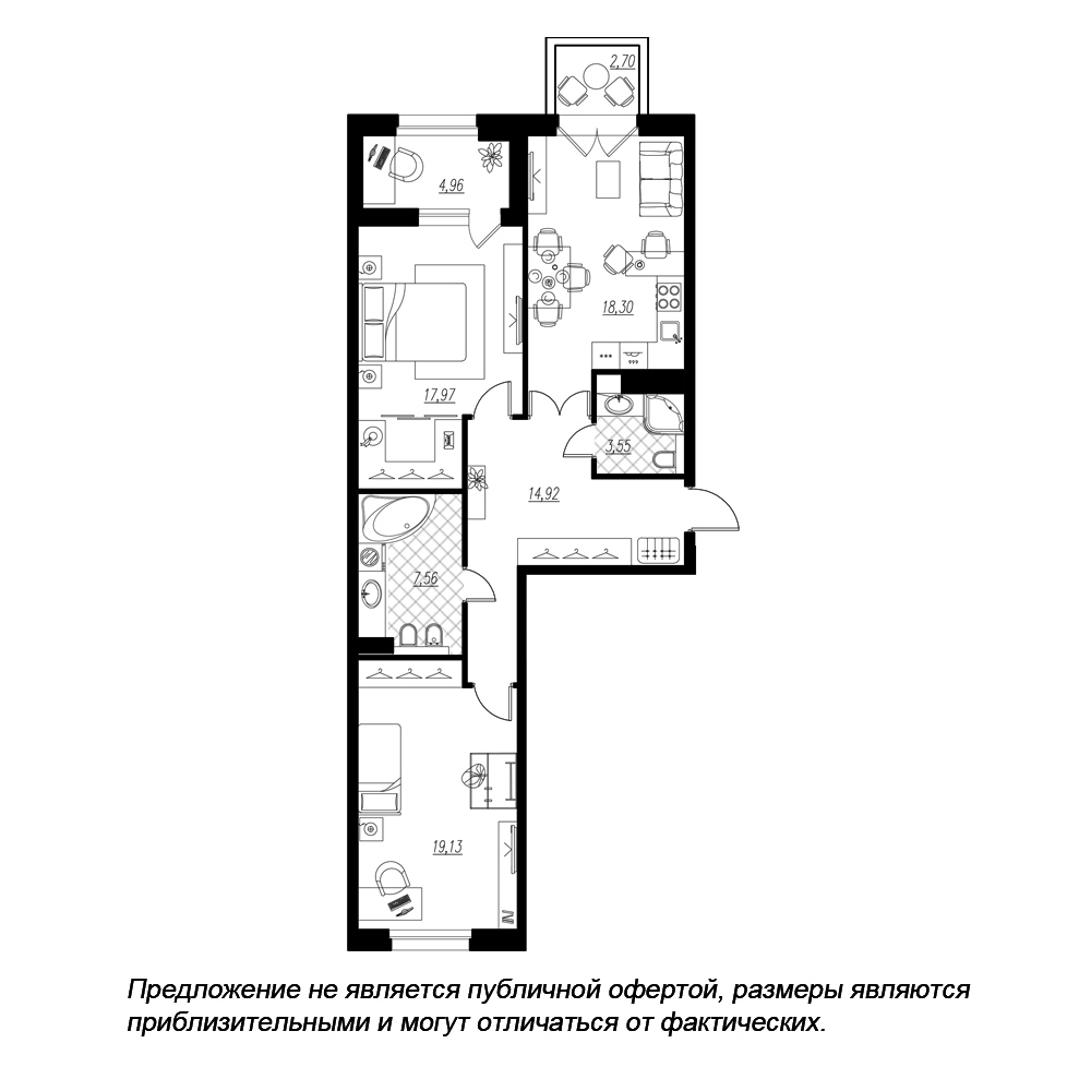 2х-комнатная квартира, 85.5 м2 в ЖК Петровская доминанта за за 38 628 321  руб. 💰