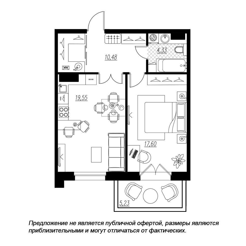 1-комнатная квартира, 54.3 м2 в ЖК Петровская доминанта за за 23 208 140  руб. 💰